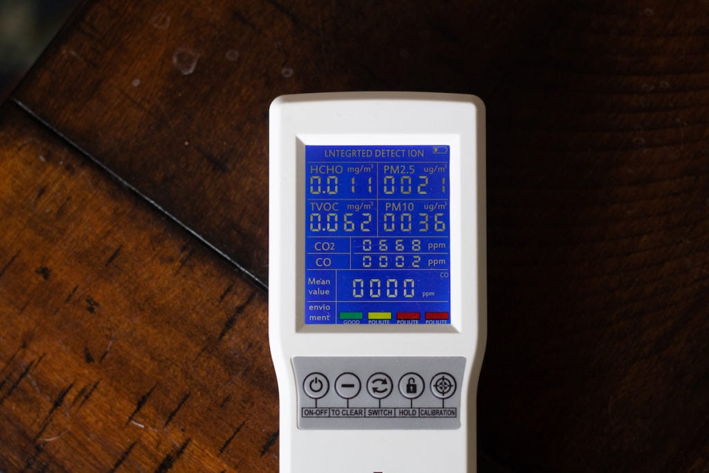 Air quality readings before running the Coway.