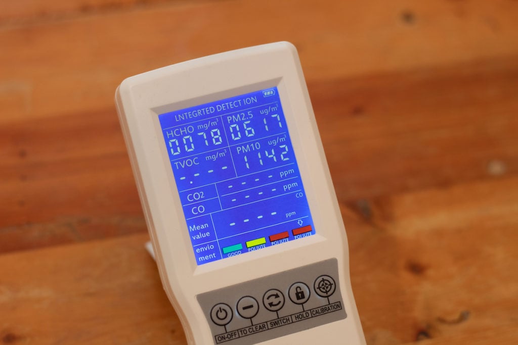 Air quality readings before smoke test