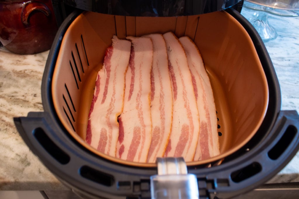Bacon loaded inside the machine
