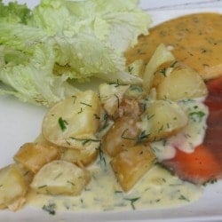 Dill mustard sauce with potatoes