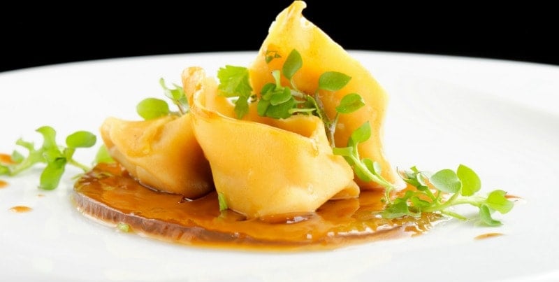 Ravioli on a hay infusion