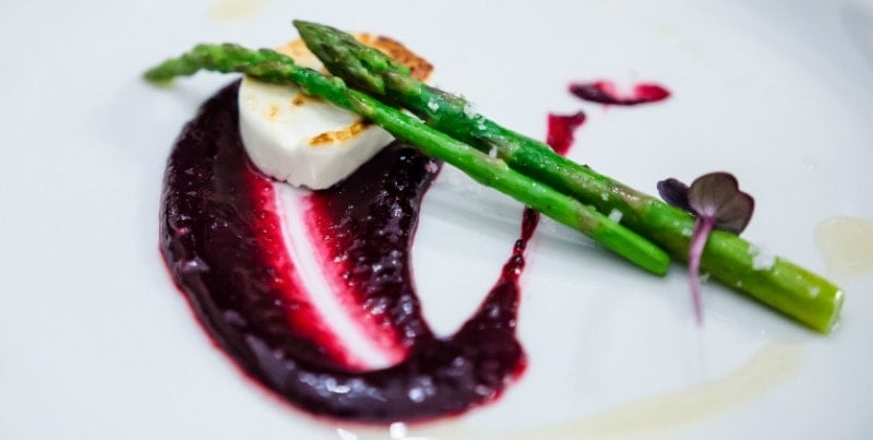 Asparagus with berry reduction