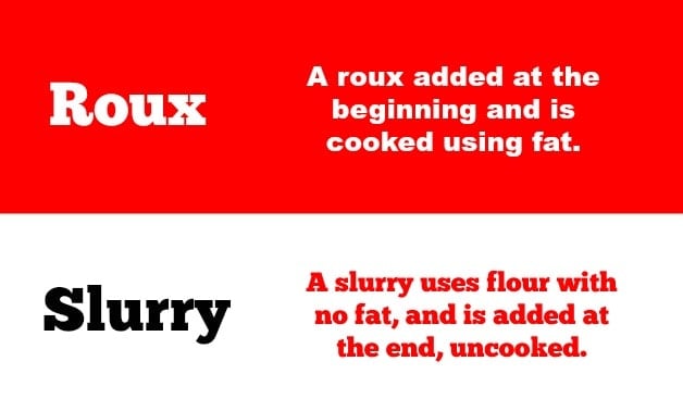 Difference between a roux and a slurry.