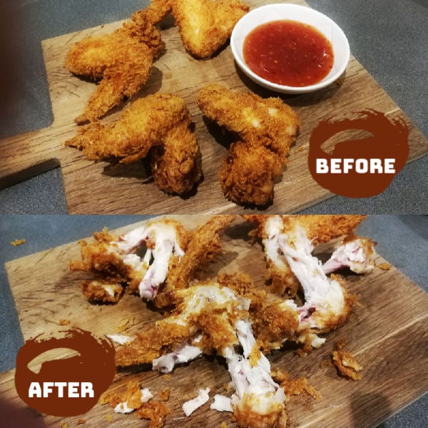 Chicken wings served on a board