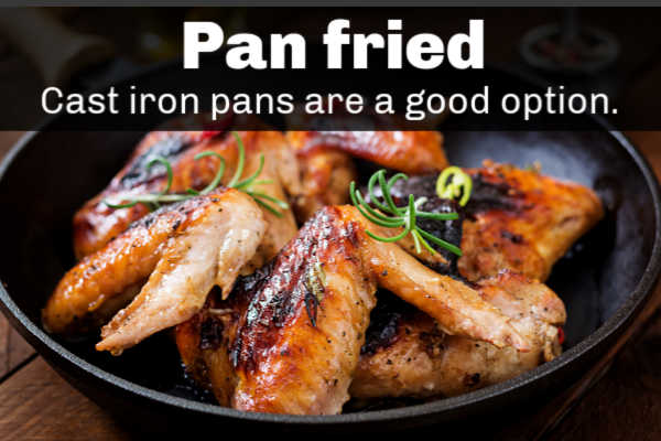 Fried chicken wings in a pan
