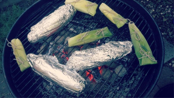 Heating tamales on grill