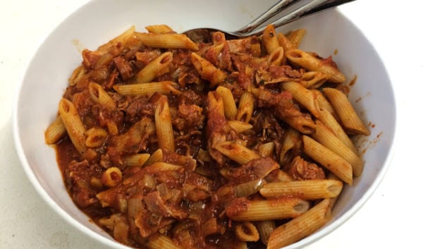 Penne pasta with sauce