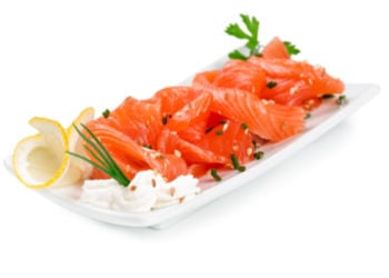 Slices of raw salmon