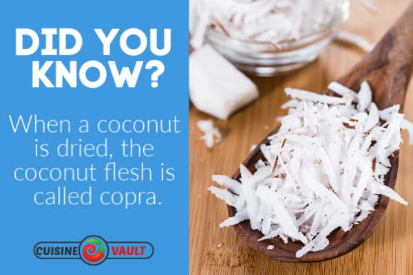 A spoon of coconut flakes.