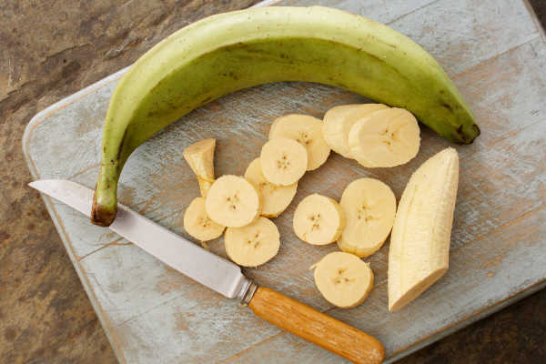 Platain on chopping board