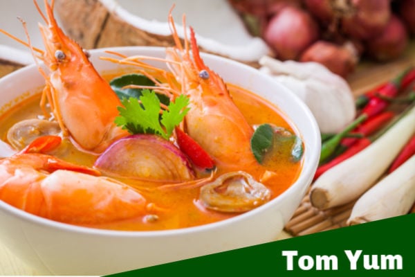 A bowl of Tom Yum soup