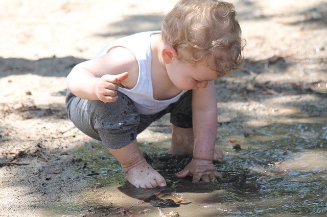 playing in mud