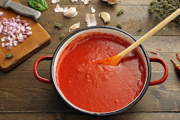 Tomato sauce in a pot