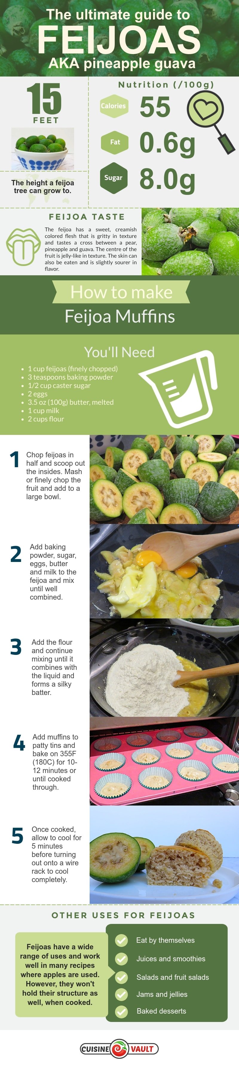 An infographic that provides a guide to feijoas