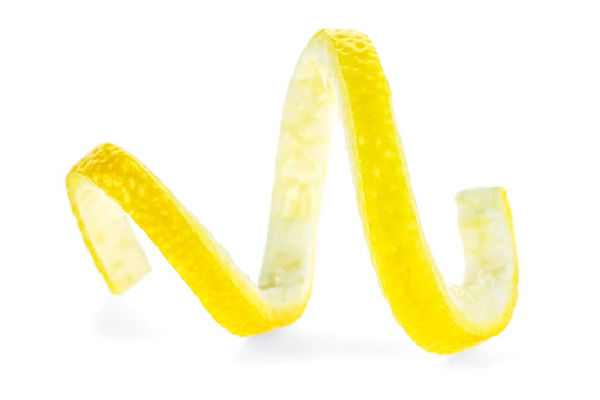 Lemon peel on white background