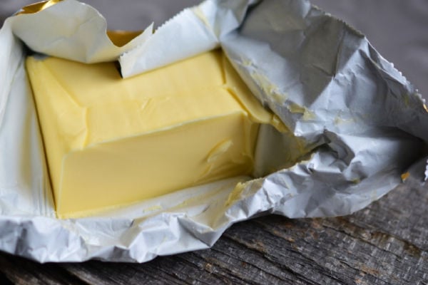 Stick of butter unwrapped