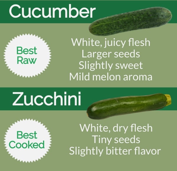 Flavor comparison of zucchini and cucumber