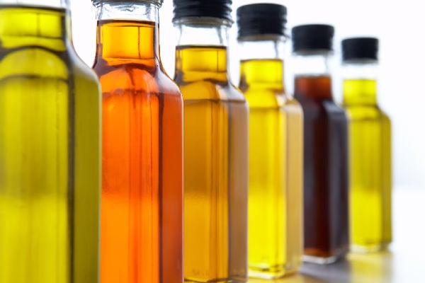 Bottles of oil in different colors