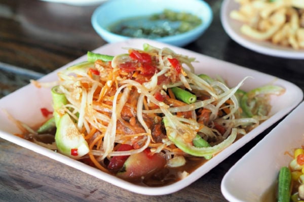 Papaya salad on a plate