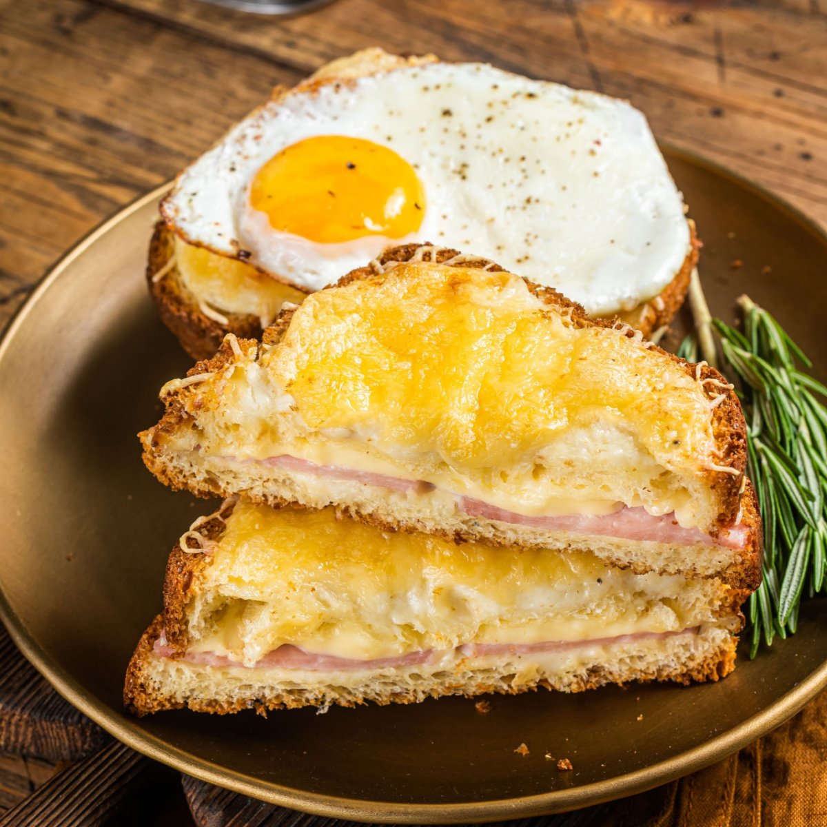 croque monsieur and croque madam in one plate