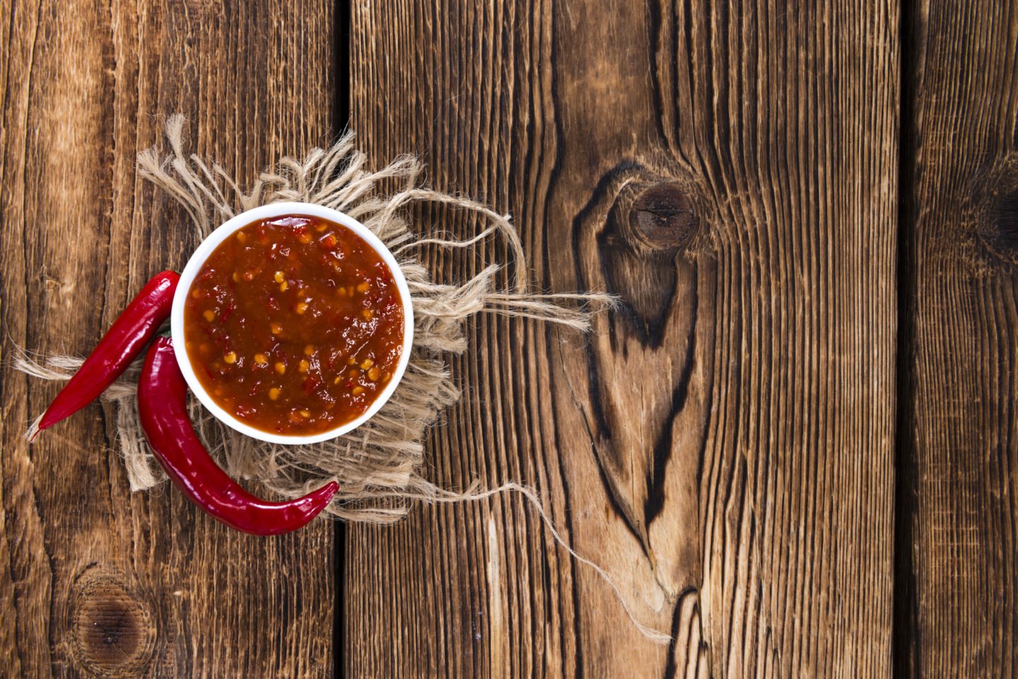 Fresh Sambal Oelek On Wooden Surface