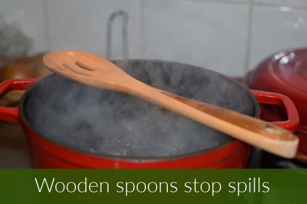 Wooden Spoon On A Pot Of Boiling Water