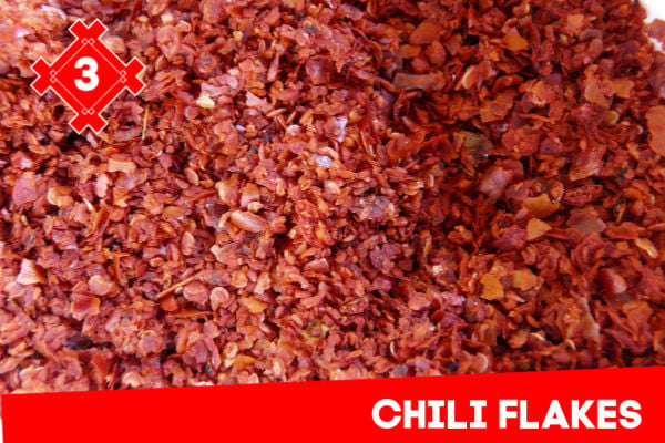 Chili flakes in a pile.