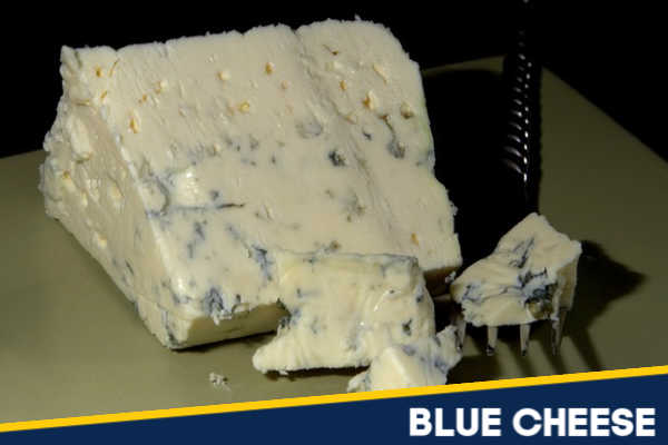 A wedge of blue cheese.