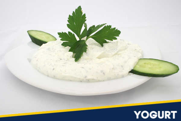 Greek yogurt and cucumber.