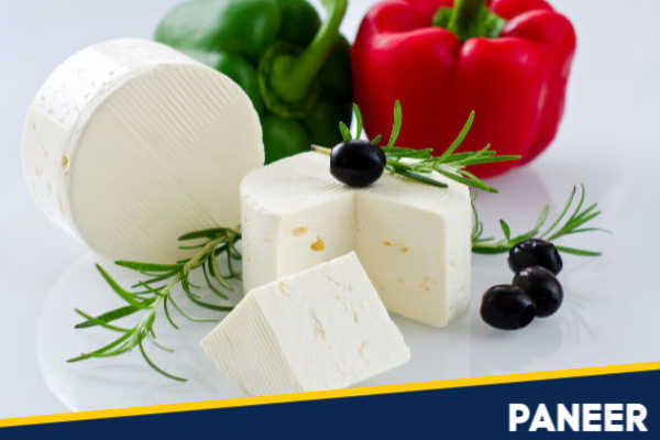 Paneer and fresh vegetables.