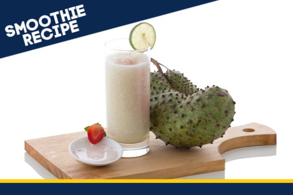 Soursop smoothie in a glass.