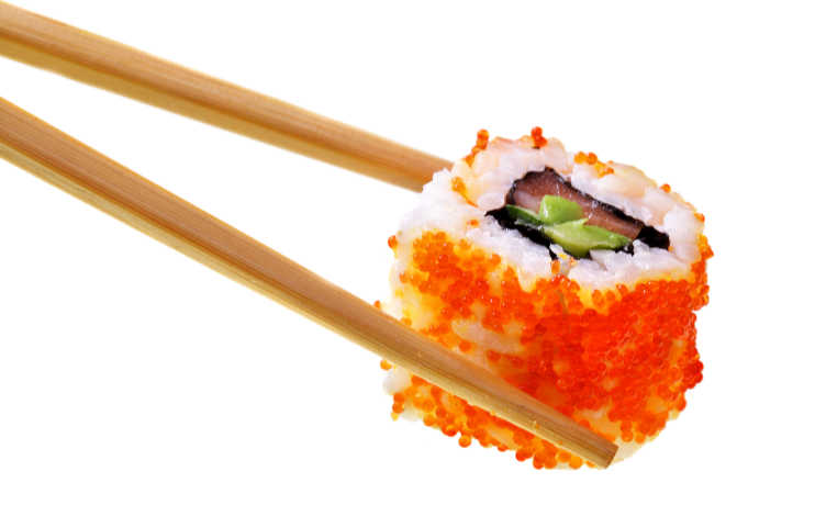 Sushi on chopsticks