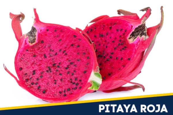 Sliced Pitaya roja on a white background