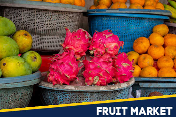 Fresh tropical fruit being sold at the market.