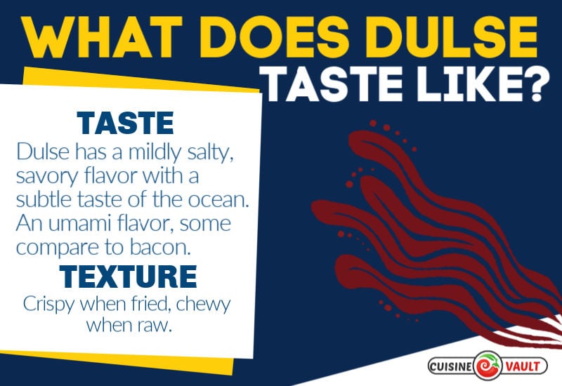 A graphic describing dulse's flavor and texture.