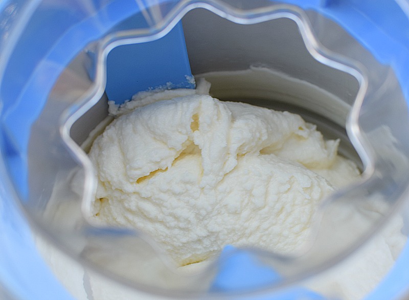 Ice cream churned and ready to harden