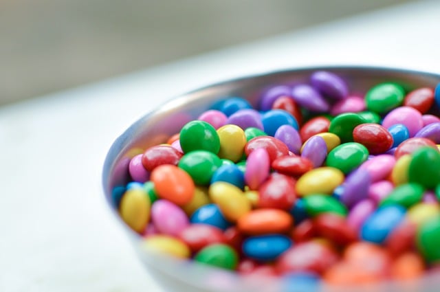 A bowl of colorful candy