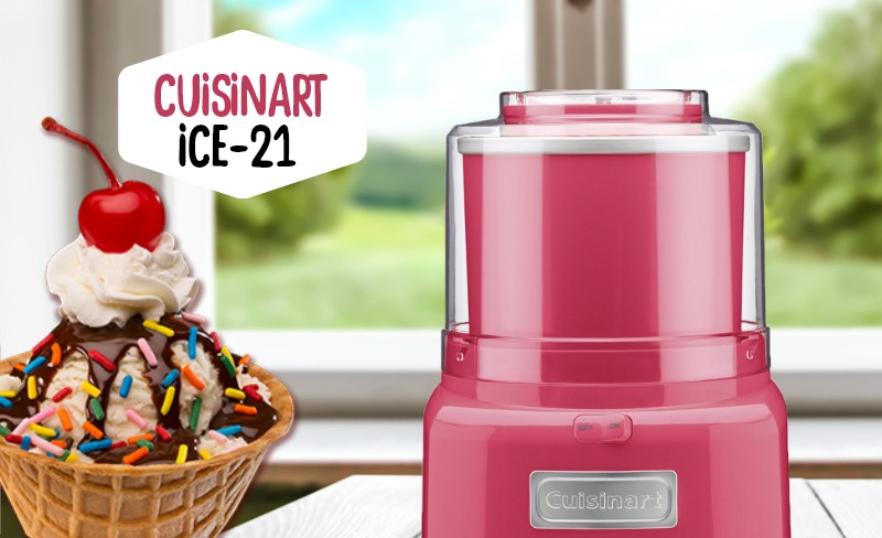 Cuisinart ice-21 next to ice cream sundae