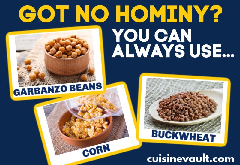 An infographic showing hominy substitutes
