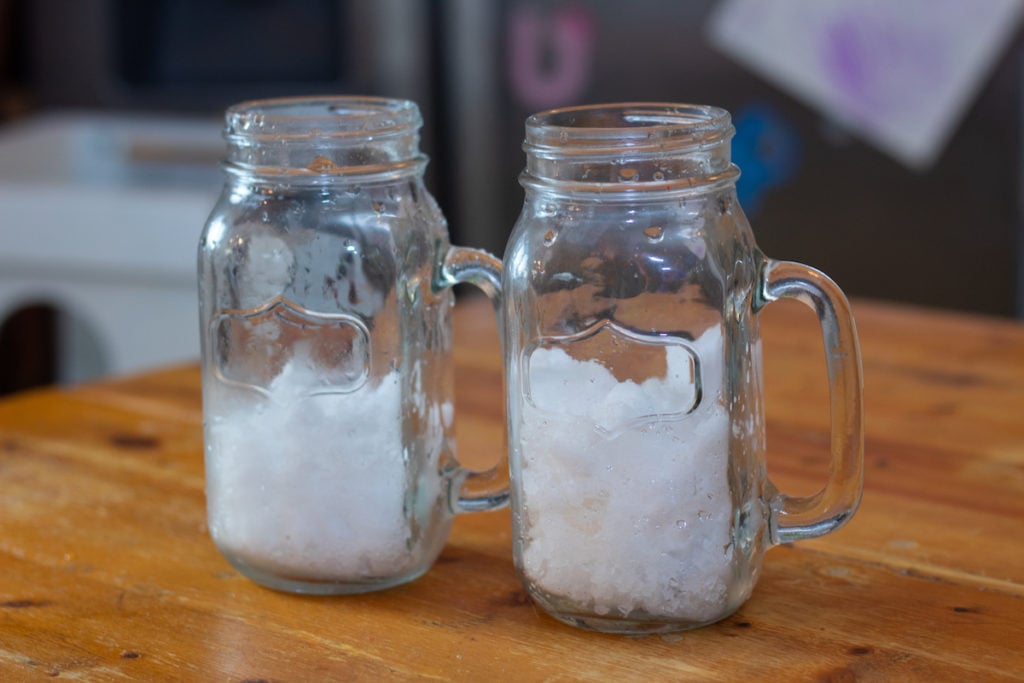 Ice in Mason Jars