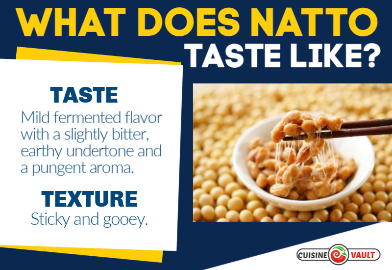 An infographic describing the flavor of natto.