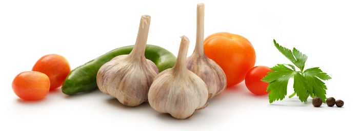 Various fresh vegetables on isolated background