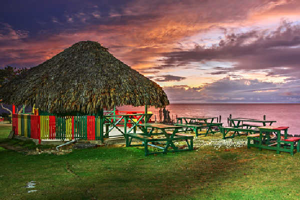 Jamaican jerk hut next to the beach