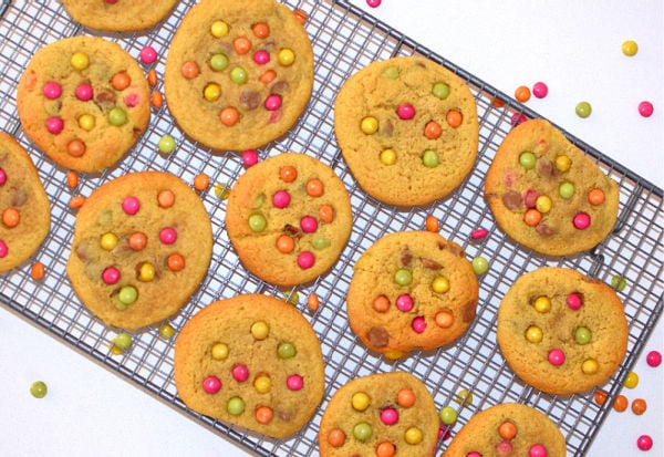Cookies decorated with M&Ms