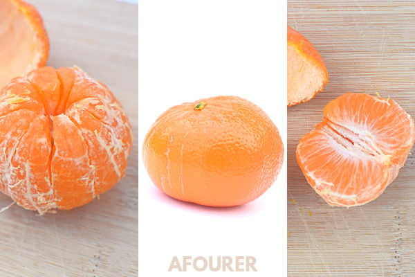 An Afourer mandarin unpeeled and peeled