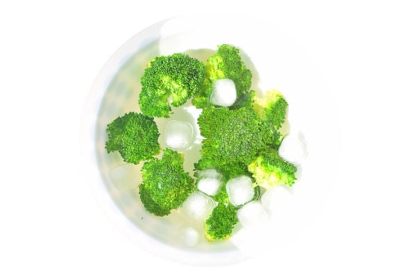 Ice And Broccoli In Bowl