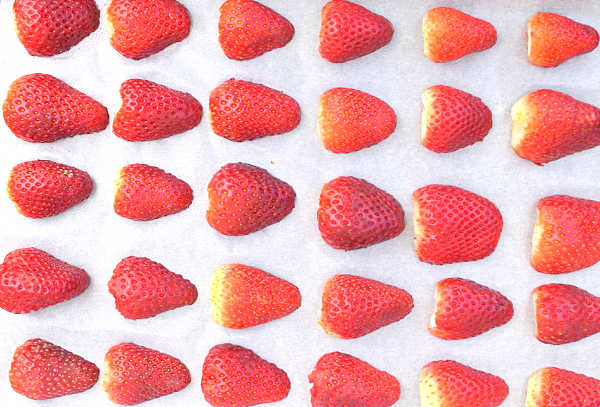 Strawberries In A Lined Tray