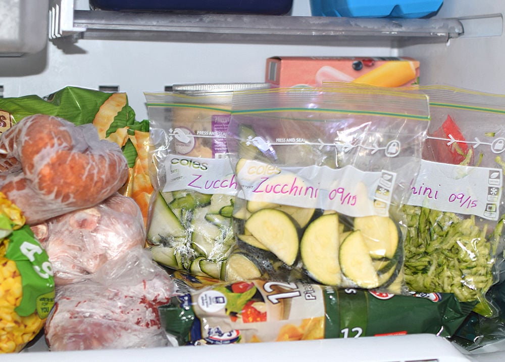 Zucchini in freezer