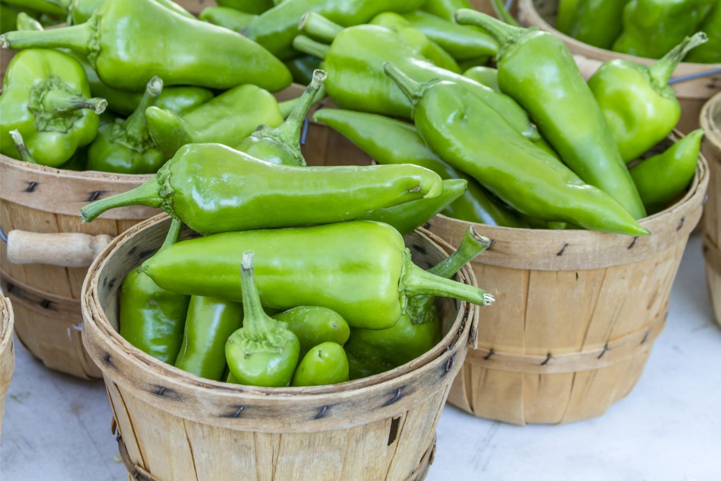 Baskets Of Fresh Anaheim Peppers