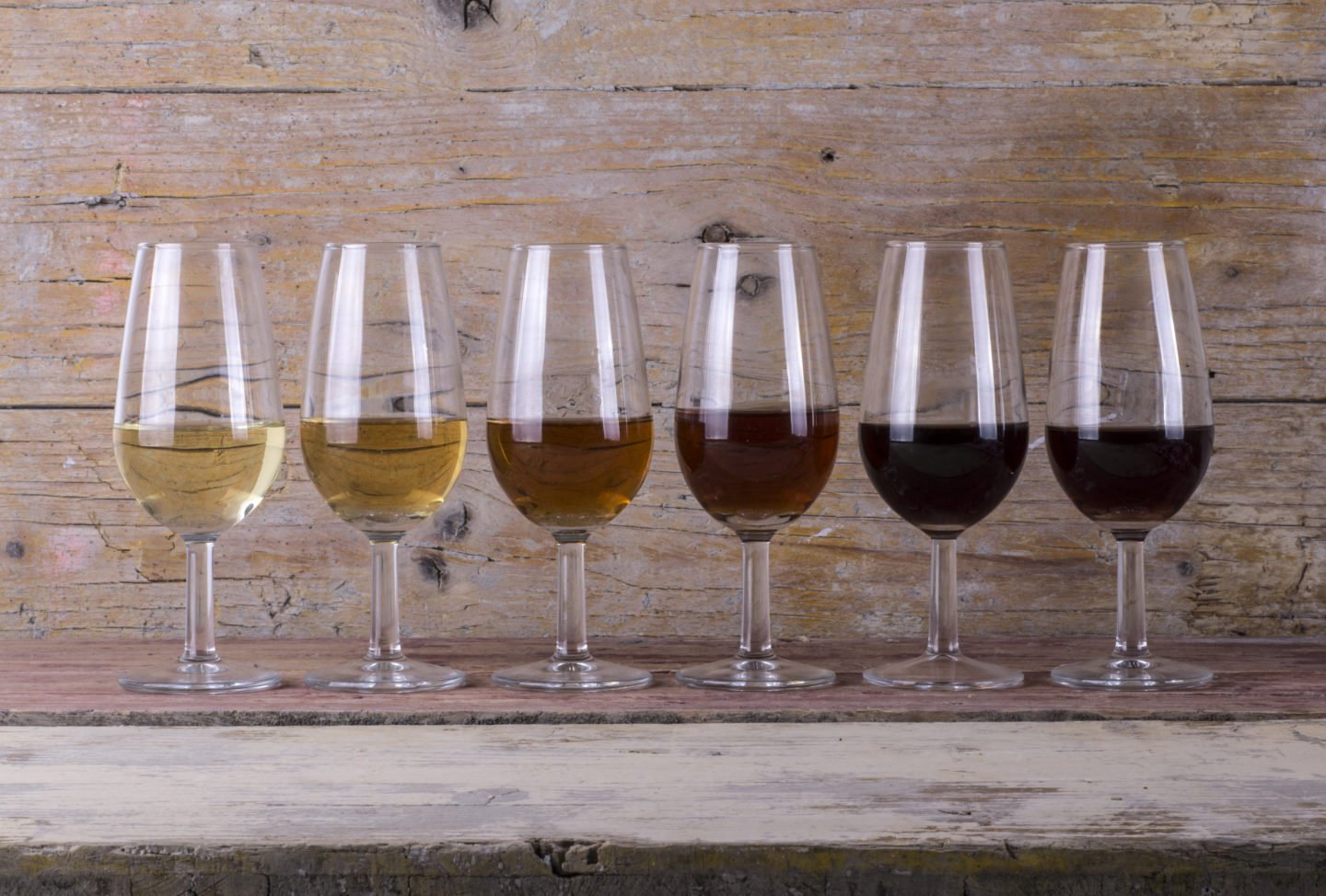 variety of sherry wines in glasses